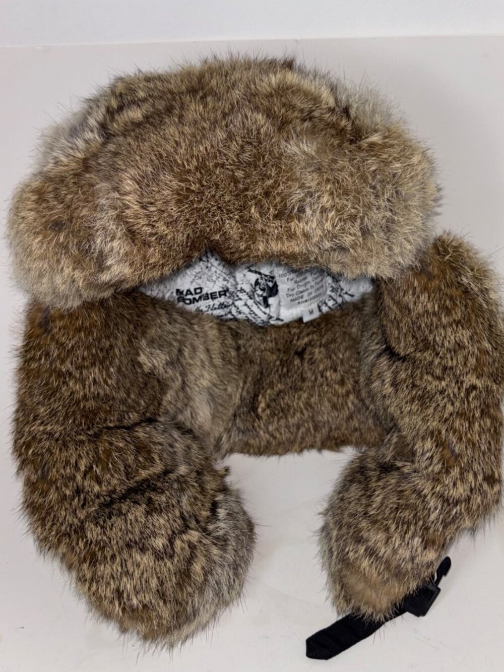 Mad Bomber Hat Trapper Waxed Cotton Mens M Khaki Tan Rabbit Fur Ear Flap Aviator - Picture 4 of 10
